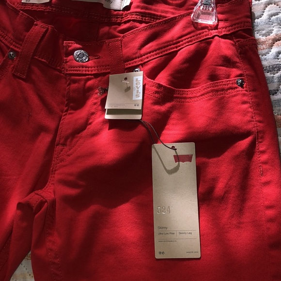 Red 524 Silver Tag Skinny Leg Ultra Low Rise Levi’s with Stretch - Picture 8 of 8